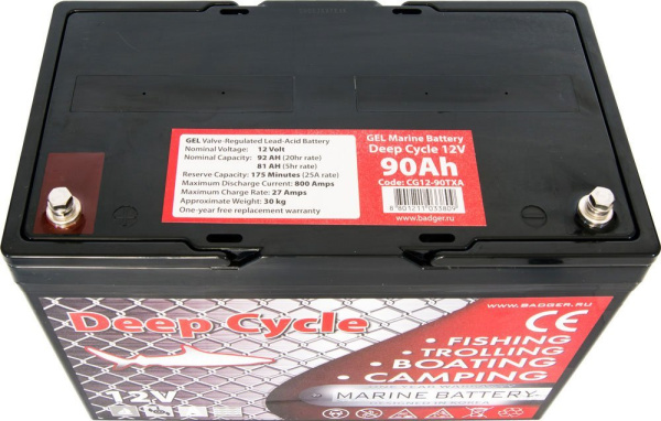 Тяговый аккумулятор Аккумулятор Marine Deep Cycle GEL 12V 90Ah, 30кг