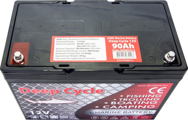 Тяговый аккумулятор Marine Deep Cycle AGM 90Ah 12V (6FM90TD-X)